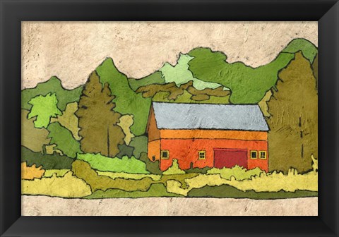 Framed Cabin in the Green Forest Print