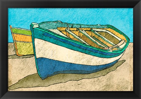 Framed Blue Rowboat Print