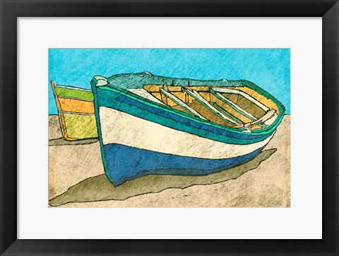 Framed Blue Rowboat Print