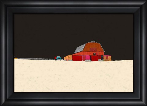 Framed Farmhouse at Night Print