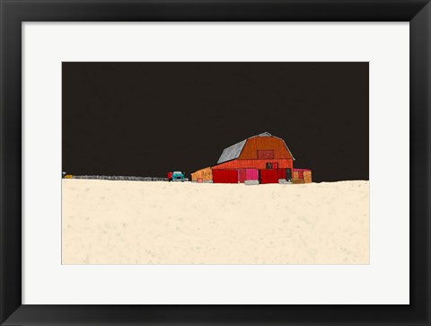 Framed Farmhouse at Night Print