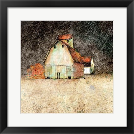 Framed Stormy Farm Evening Print
