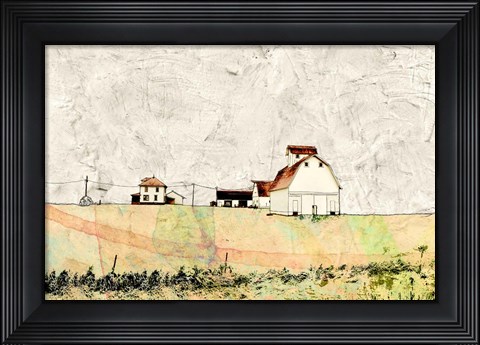 Framed White Barn in the Field Print