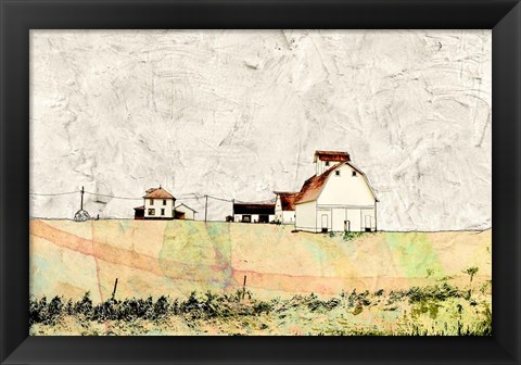 Framed White Barn in the Field Print