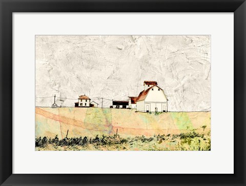 Framed White Barn in the Field Print