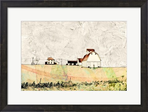 Framed White Barn in the Field Print