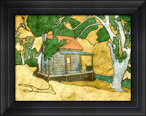 Framed Forest Cabin Print