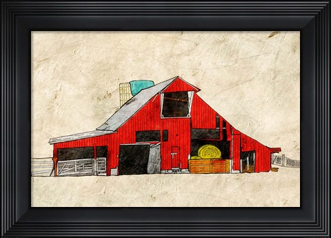 Framed Red Barn Print