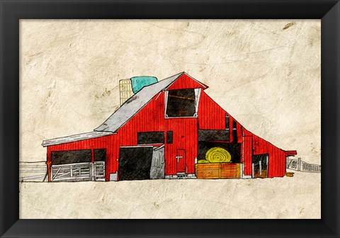 Framed Red Barn Print