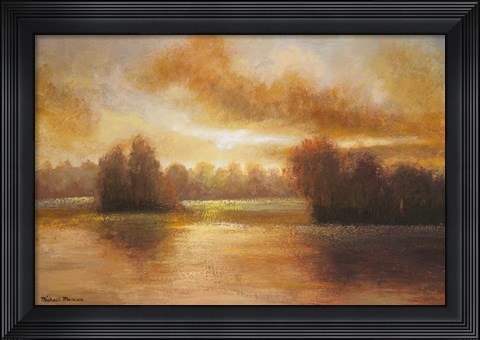 Framed Golden Lake Glow I Print