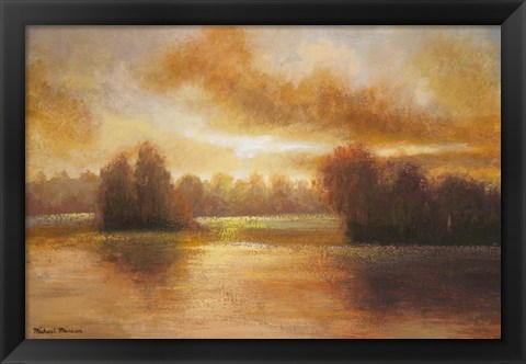 Framed Golden Lake Glow I Print