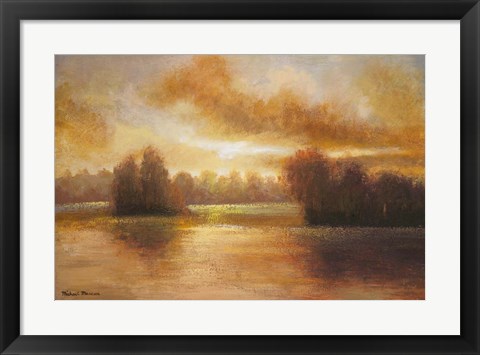 Framed Golden Lake Glow I Print