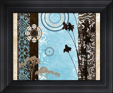Framed Blue Santorini Garden I Print