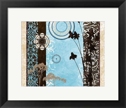 Framed Blue Santorini Garden I Print