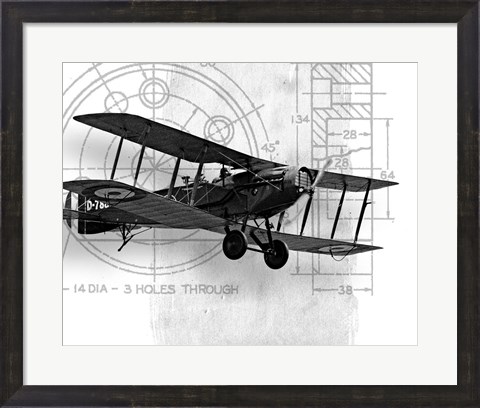 Framed Flight Plans BW I Print