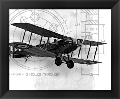 Framed Flight Plans BW I Print