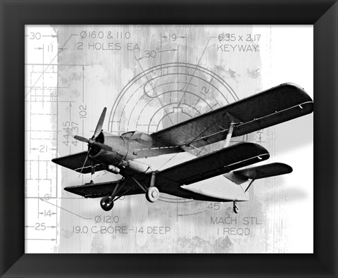 Framed Flight Plans BW II Print