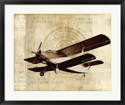 Framed Flight Plans II Print