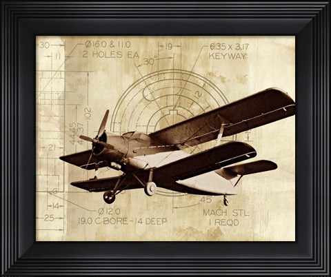 Framed Flight Plans II Print
