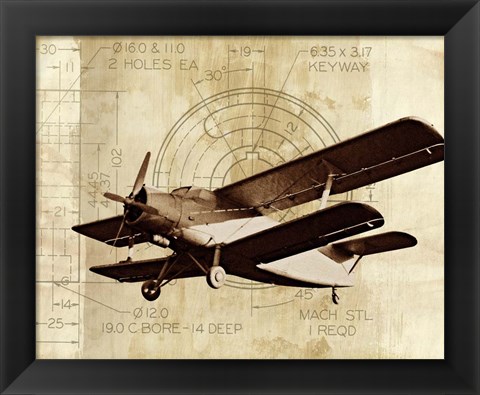 Framed Flight Plans II Print