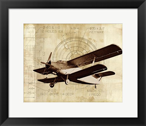 Framed Flight Plans II Print