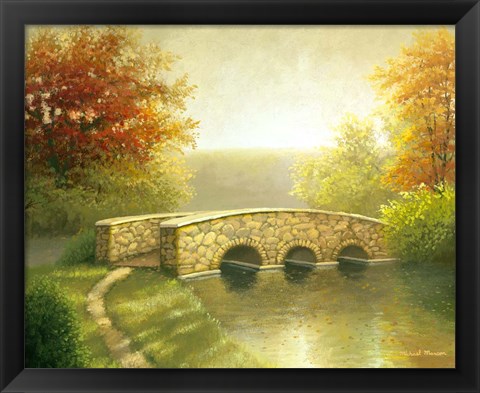 Framed Autumn Bridge I Print