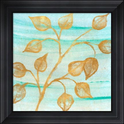 Framed Gold Moment of Nature on Teal I Print