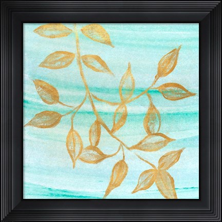 Framed Gold Moment of Nature on Teal II Print