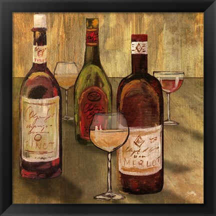 Framed Bottle of Wine I Print