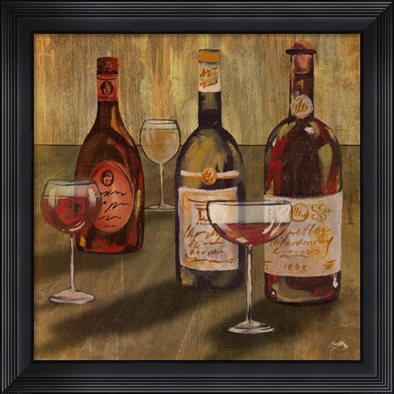 Framed Bottle of Wine II Print