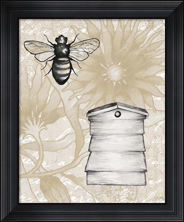 Framed Bee Hives II Print
