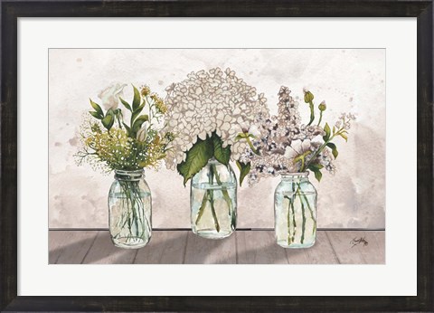 Framed Jars of Wildflowers Print