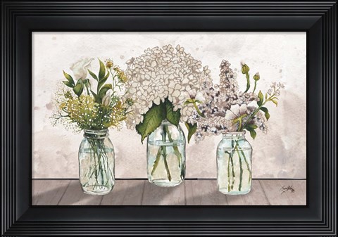 Framed Jars of Wildflowers Print