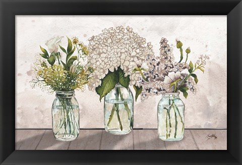 Framed Jars of Wildflowers Print