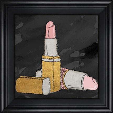 Framed Lipstick Poppin&#39; on Black Print