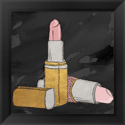 Framed Lipstick Poppin&#39; on Black Print