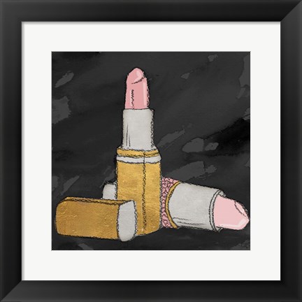 Framed Lipstick Poppin&#39; on Black Print