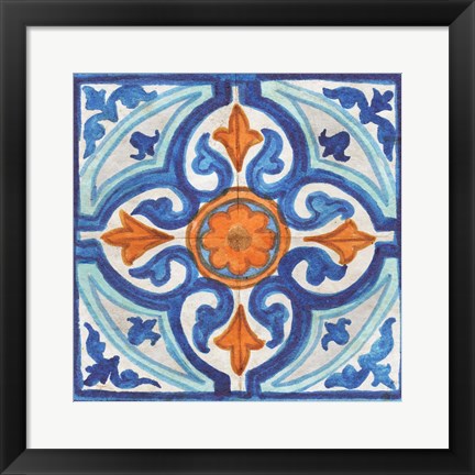 Framed Colorful Tile I Print