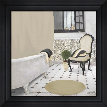 Framed Sundance Neutral Bath I Print