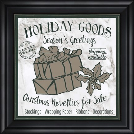 Framed Taupe Christmas Sign III Print