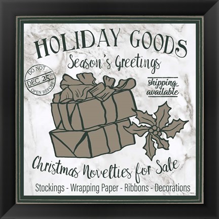 Framed Taupe Christmas Sign III Print