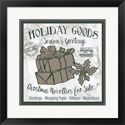 Framed Taupe Christmas Sign III Print