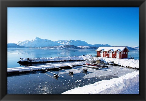 Framed Fishing Dock on the Fjord Print