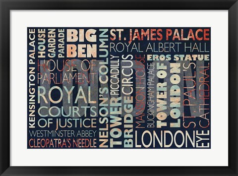 Framed London places Print