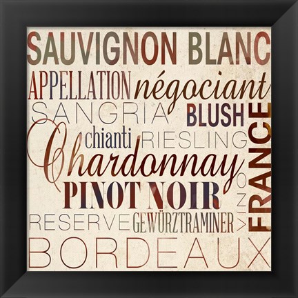 Framed Wine Words II Print