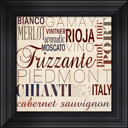 Framed Wine Words I Print