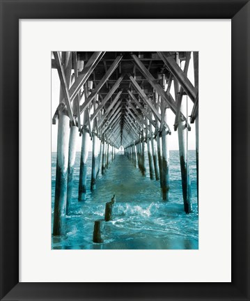 Framed Teal Dock I Print