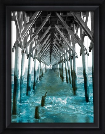 Framed Teal Dock I Print
