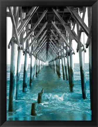 Framed Teal Dock I Print