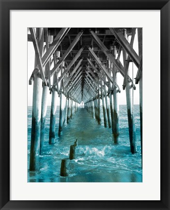 Framed Teal Dock I Print